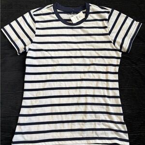 Nine West Navy and White Striped Top